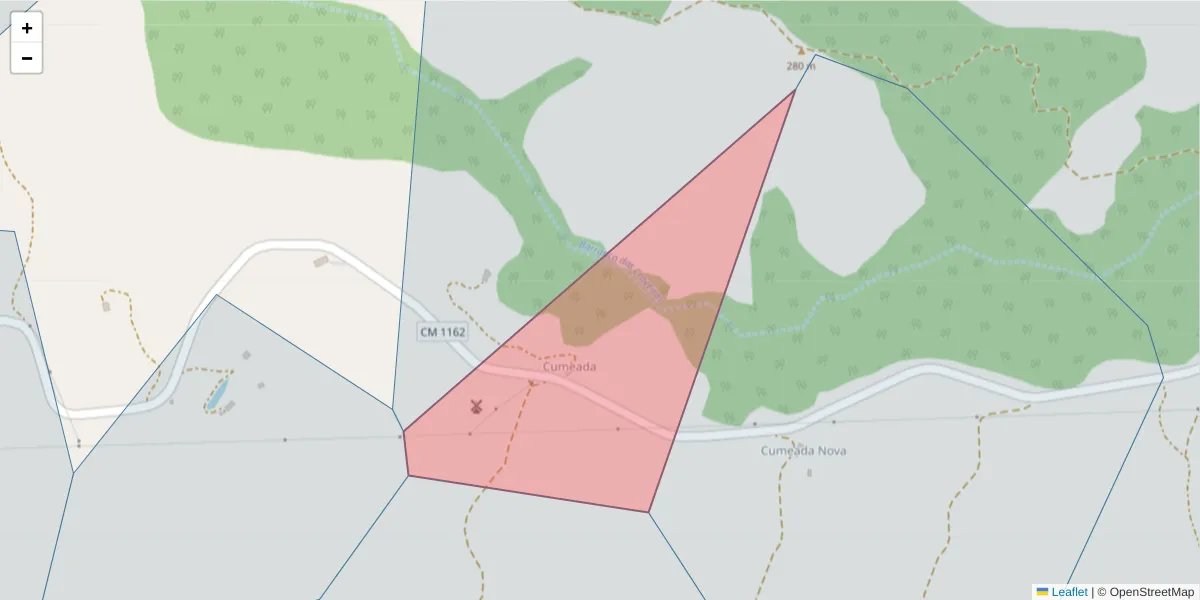 Mapa detalhado do código postal 7665-866 com limites, códigos postais vizinhos e agências dos correios