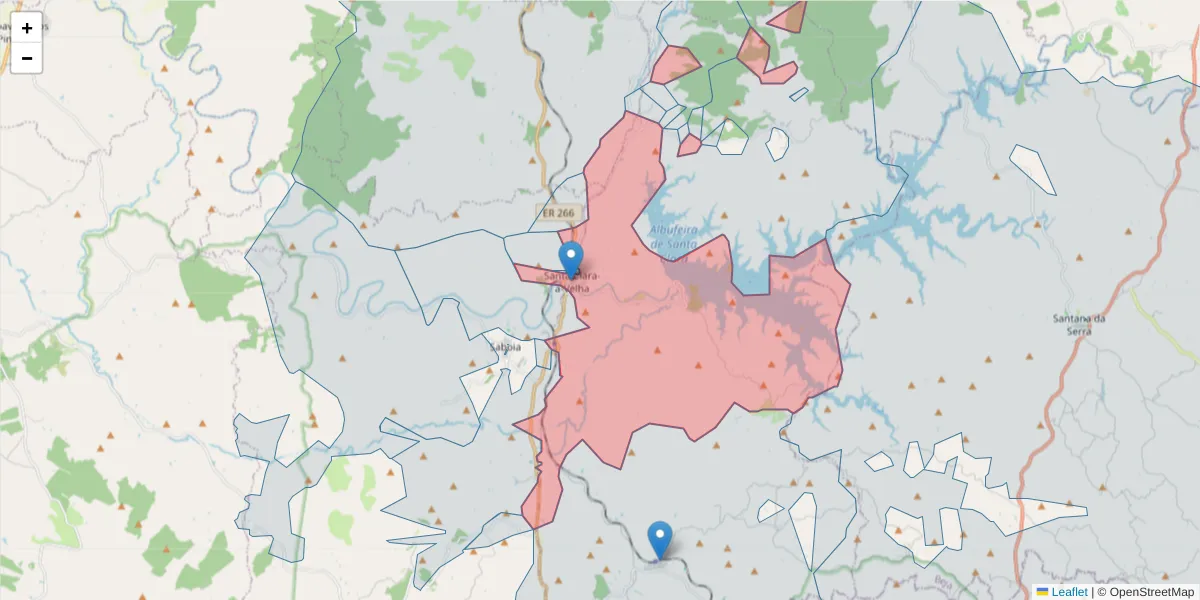 Mapa detalhado do código postal 7665-880 com limites, códigos postais vizinhos e agências dos correios