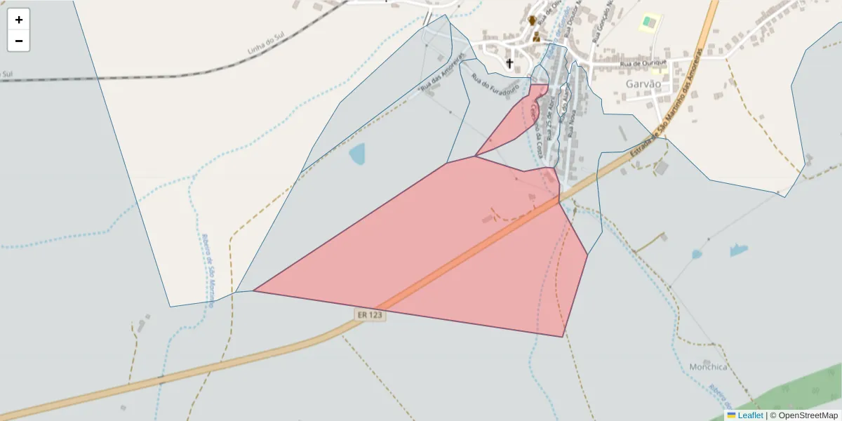 Mapa detalhado do código postal 7670-127 com limites, códigos postais vizinhos e agências dos correios