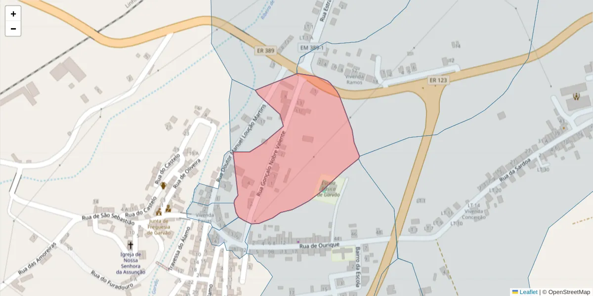 Mapa detalhado do código postal 7670-140 com limites, códigos postais vizinhos e agências dos correios