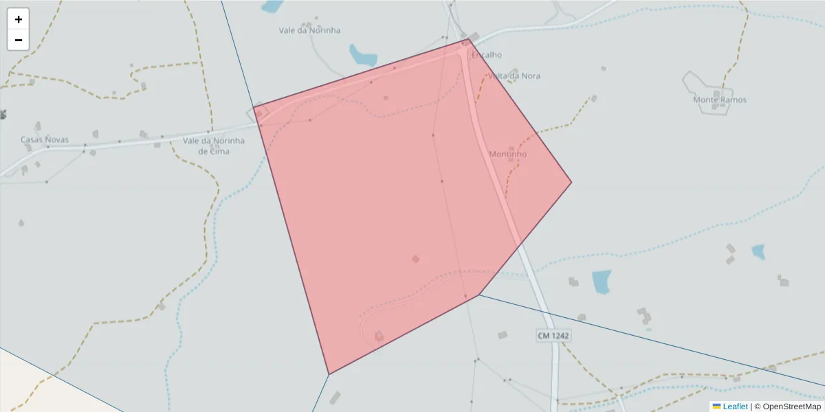 Mapa detalhado do código postal 7670-212 com limites, códigos postais vizinhos e agências dos correios