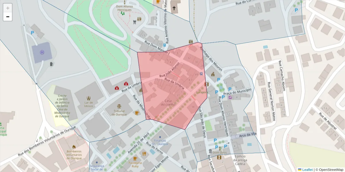 Mapa detalhado do código postal 7670-267 com limites, códigos postais vizinhos e agências dos correios