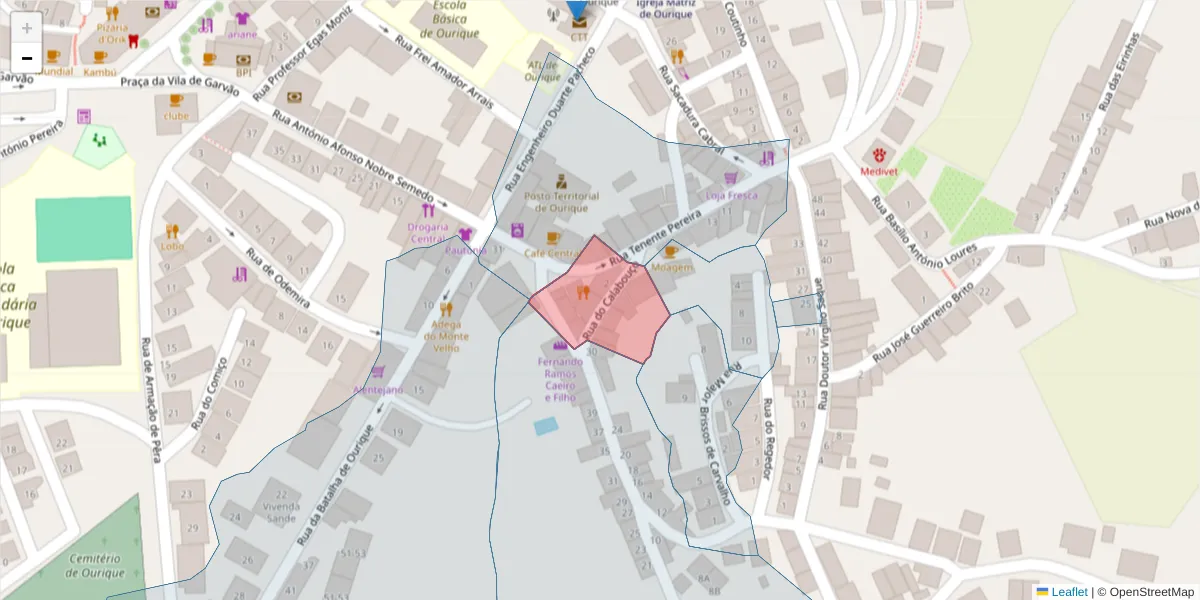 Mapa detalhado do código postal 7670-274 com limites, códigos postais vizinhos e agências dos correios