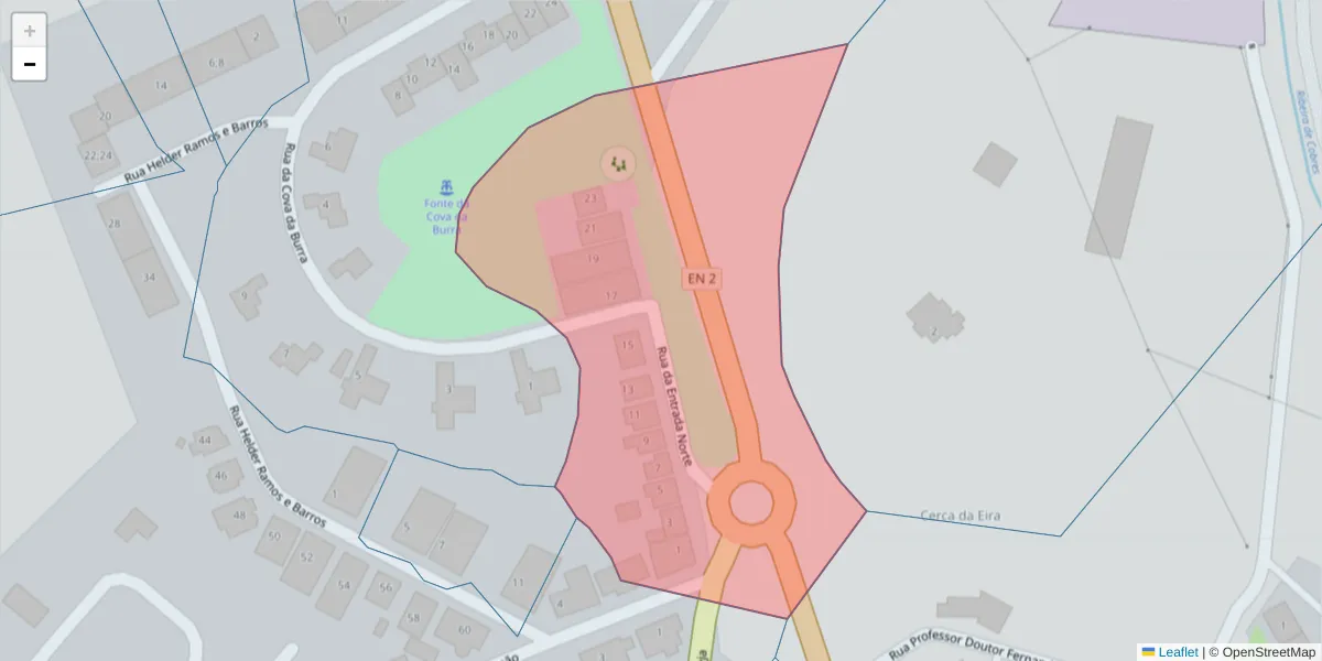 Mapa detalhado do código postal 7700-032 com limites, códigos postais vizinhos e agências dos correios