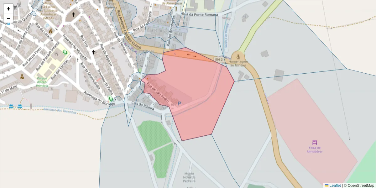 Mapa detalhado do código postal 7700-049 com limites, códigos postais vizinhos e agências dos correios