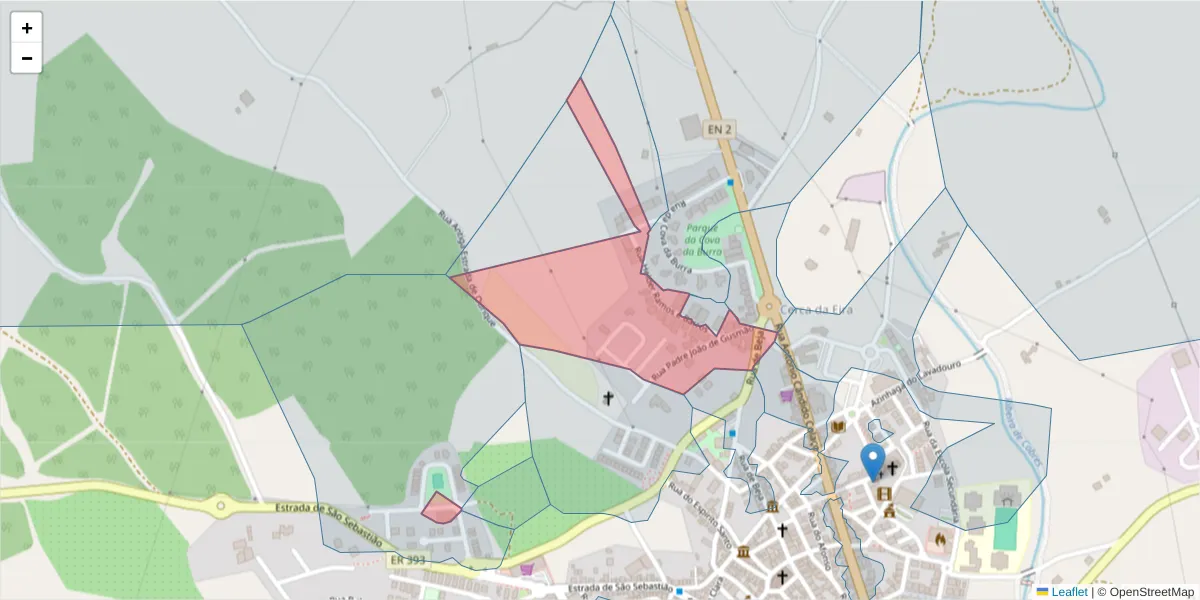 Mapa detalhado do código postal 7700-084 com limites, códigos postais vizinhos e agências dos correios