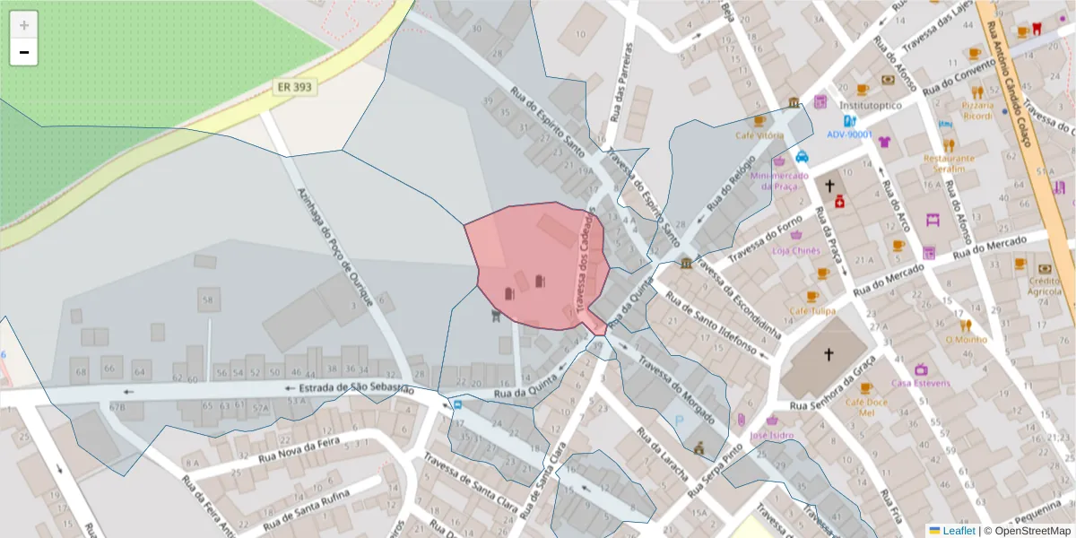 Mapa detalhado do código postal 7700-093 com limites, códigos postais vizinhos e agências dos correios