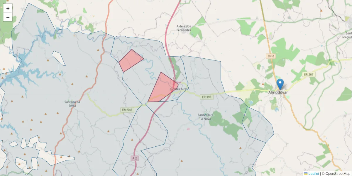 Mapa detalhado do código postal 7700-221 com limites, códigos postais vizinhos e agências dos correios