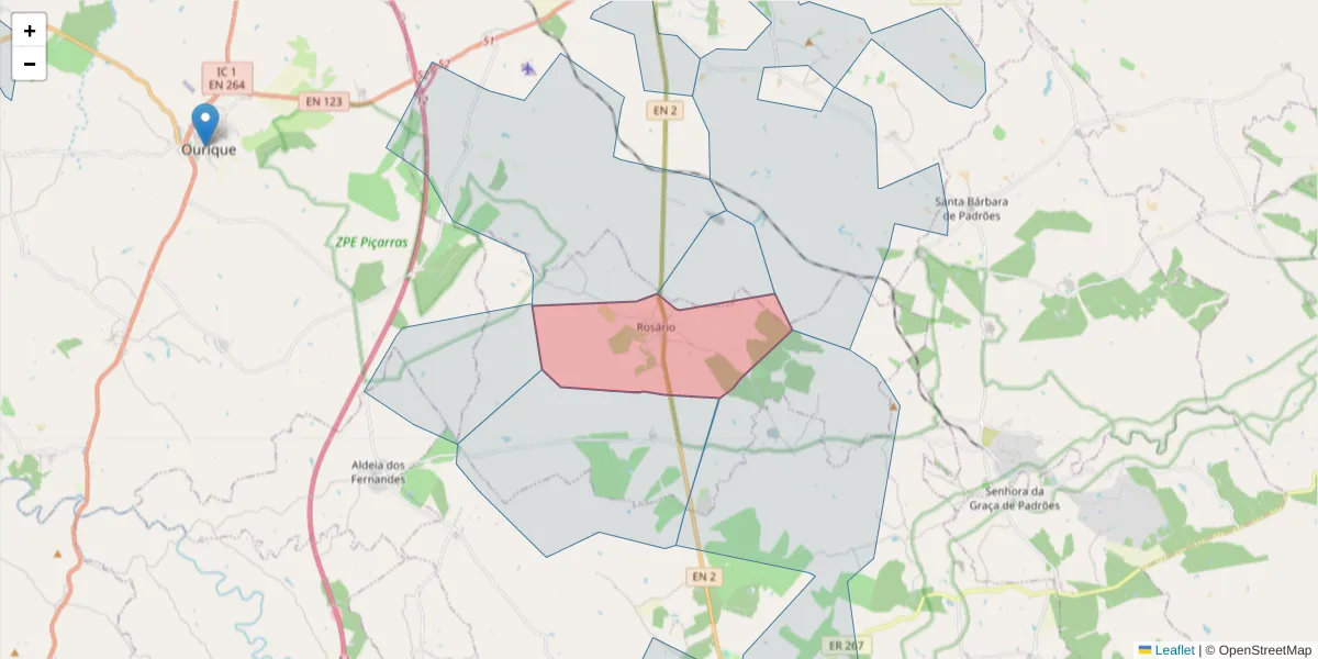 Mapa detalhado do código postal 7700-235 com limites, códigos postais vizinhos e agências dos correios