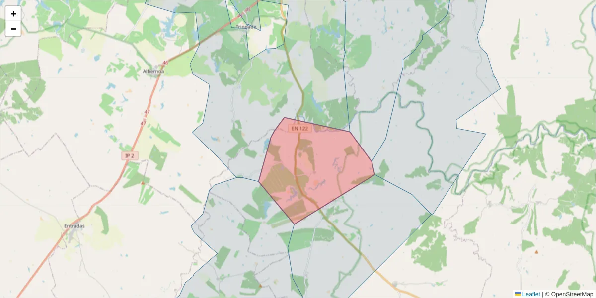 Mapa detalhado do código postal 7750-056 com limites, códigos postais vizinhos e agências dos correios