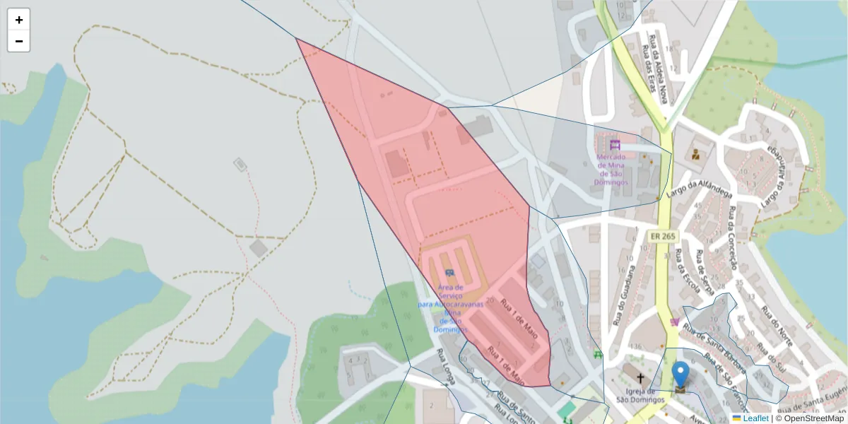 Mapa detalhado do código postal 7750-120 com limites, códigos postais vizinhos e agências dos correios