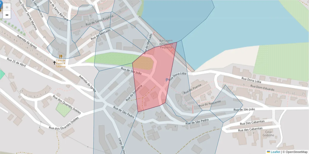Mapa detalhado do código postal 7750-129 com limites, códigos postais vizinhos e agências dos correios