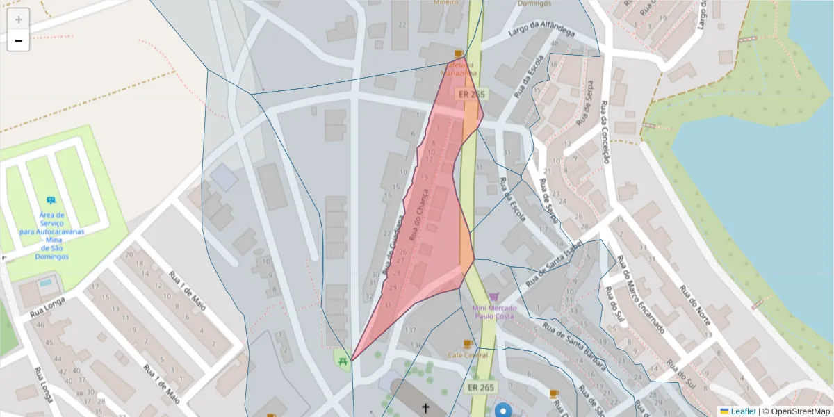 Mapa detalhado do código postal 7750-143 com limites, códigos postais vizinhos e agências dos correios
