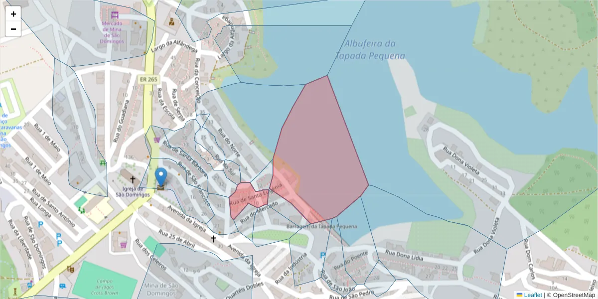 Mapa detalhado do código postal 7750-145 com limites, códigos postais vizinhos e agências dos correios