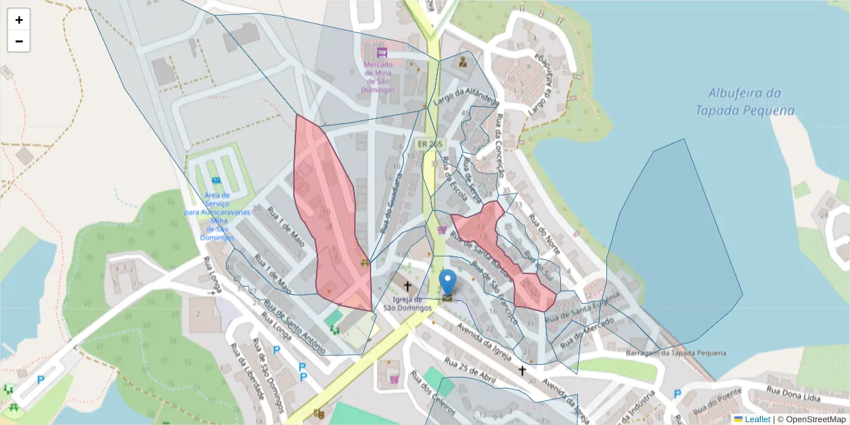 Mapa detalhado do código postal 7750-146 com limites, códigos postais vizinhos e agências dos correios