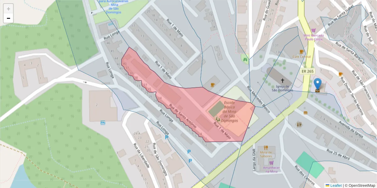 Mapa detalhado do código postal 7750-147 com limites, códigos postais vizinhos e agências dos correios