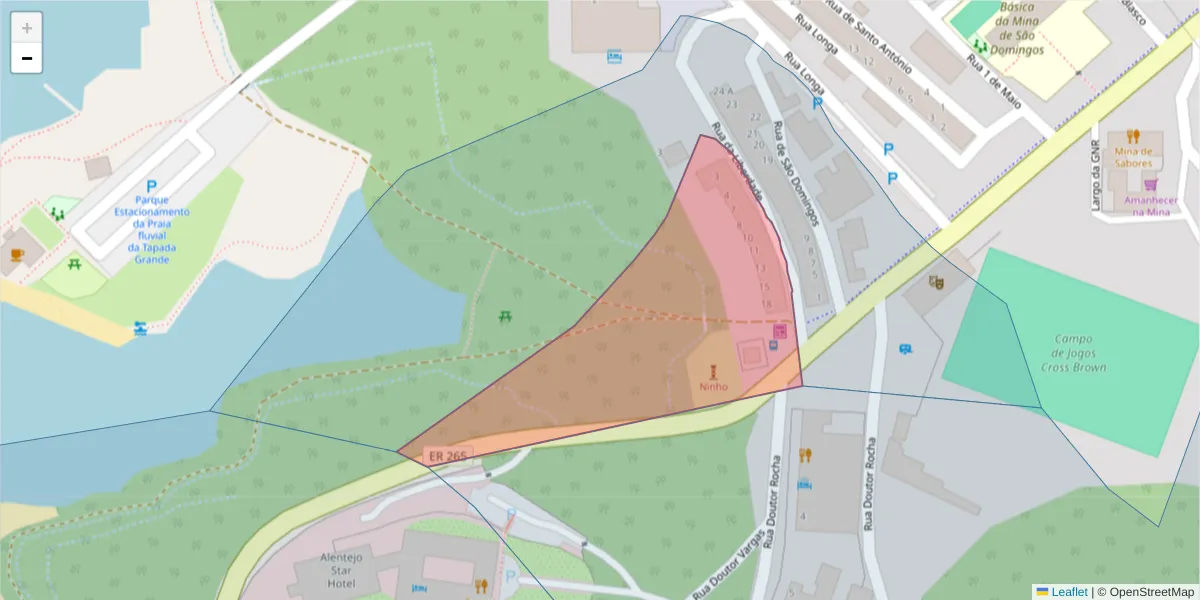 Mapa detalhado do código postal 7750-154 com limites, códigos postais vizinhos e agências dos correios