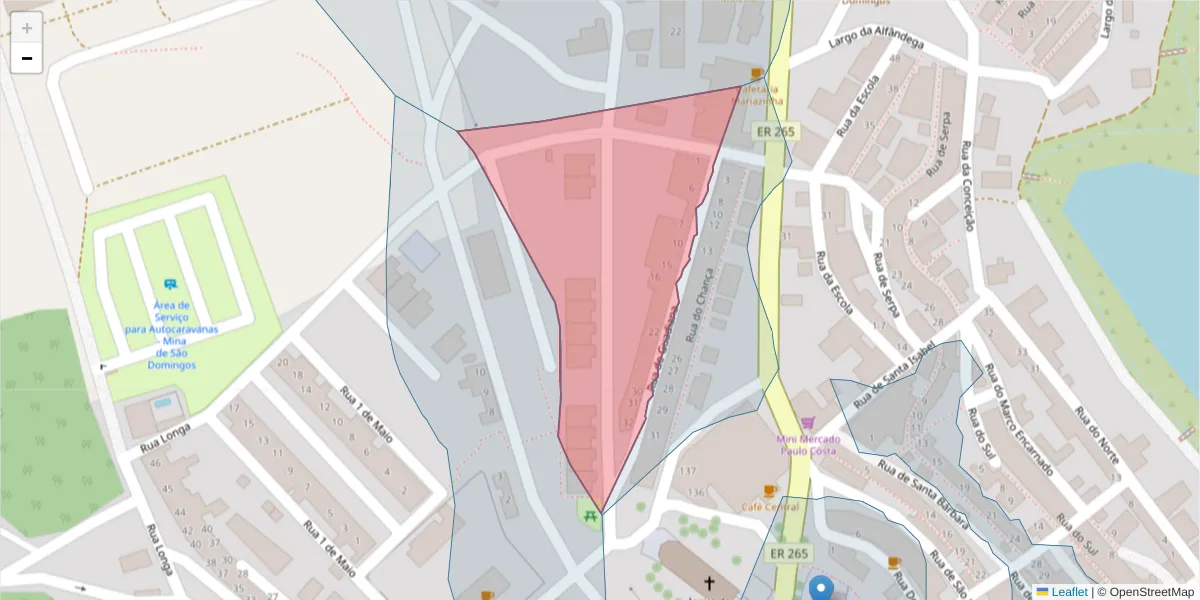 Mapa detalhado do código postal 7750-156 com limites, códigos postais vizinhos e agências dos correios