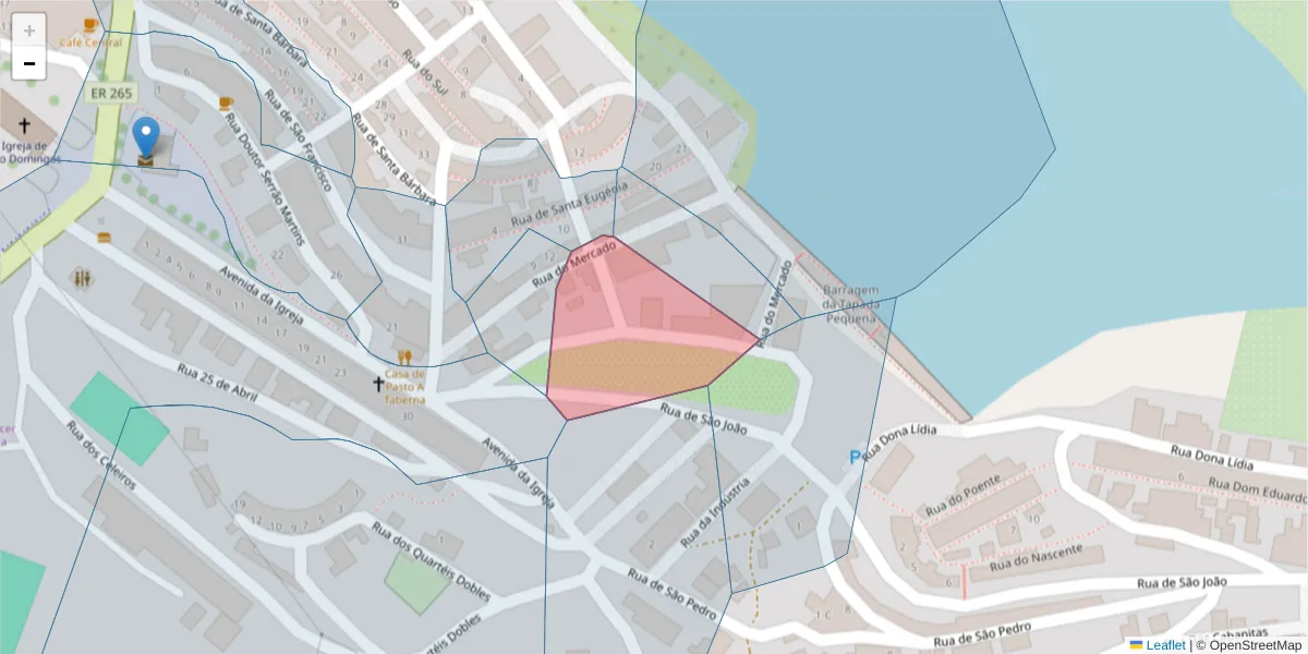 Mapa detalhado do código postal 7750-167 com limites, códigos postais vizinhos e agências dos correios