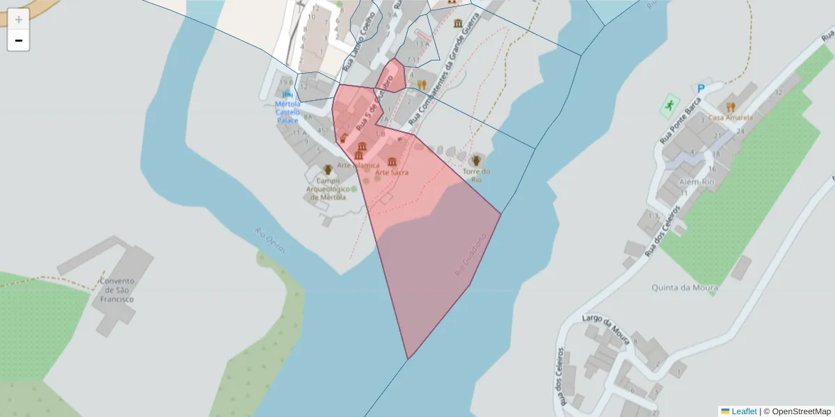 Mapa detalhado do código postal 7750-333 com limites, códigos postais vizinhos e agências dos correios