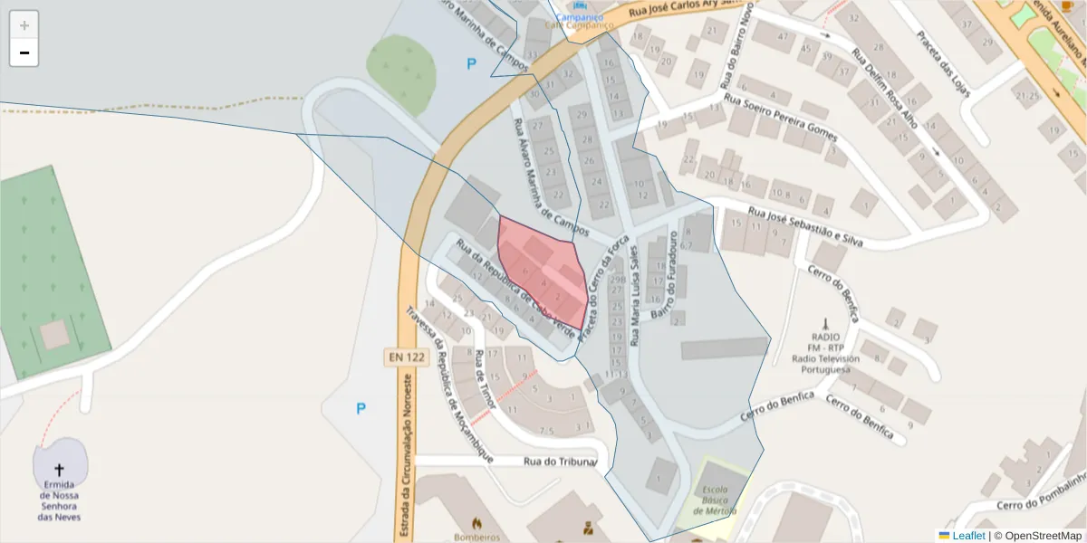 Mapa detalhado do código postal 7750-377 com limites, códigos postais vizinhos e agências dos correios