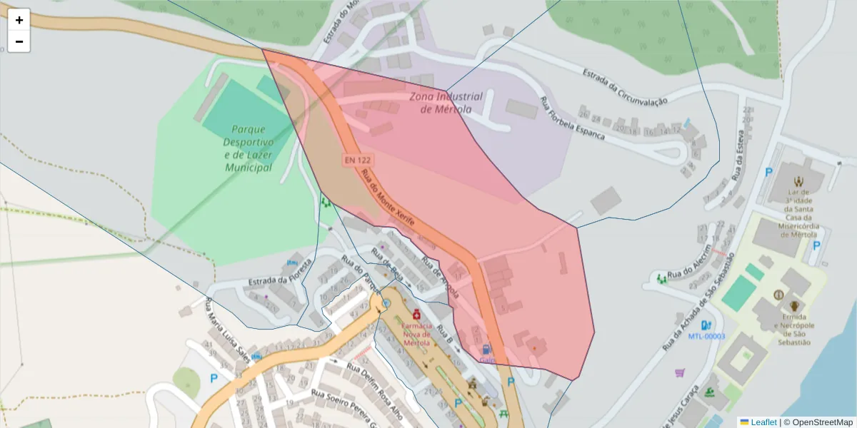 Mapa detalhado do código postal 7750-378 com limites, códigos postais vizinhos e agências dos correios