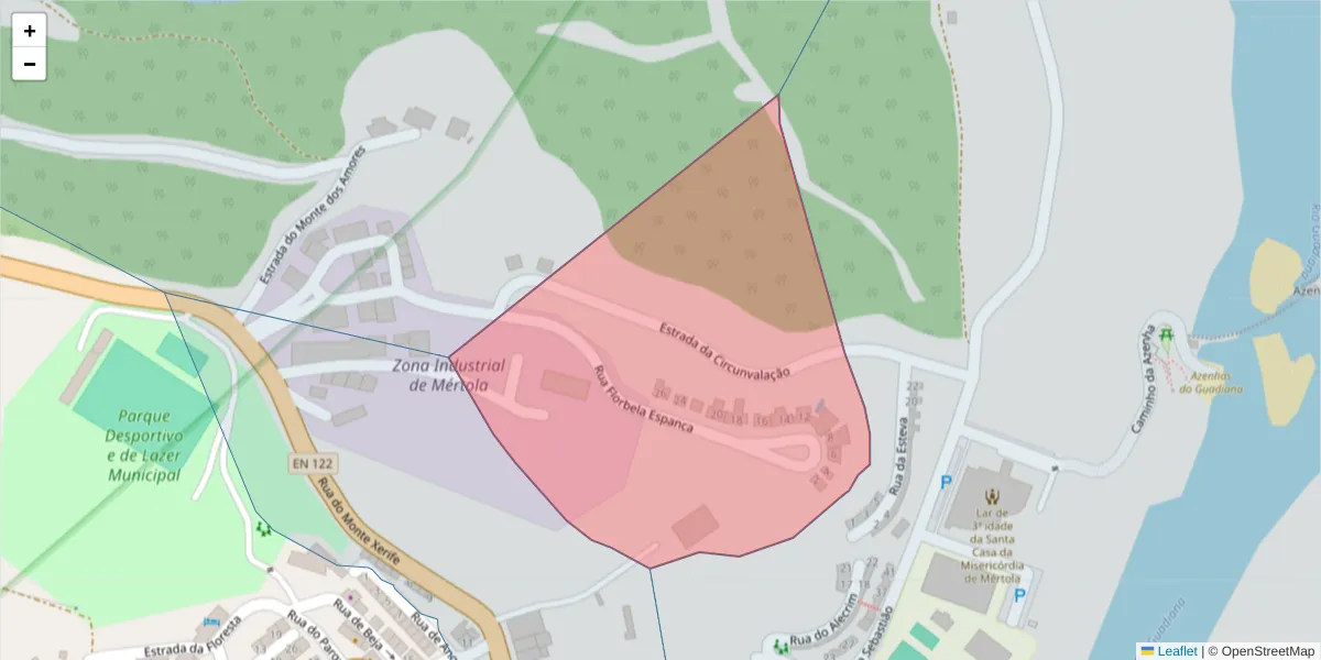 Mapa detalhado do código postal 7750-391 com limites, códigos postais vizinhos e agências dos correios