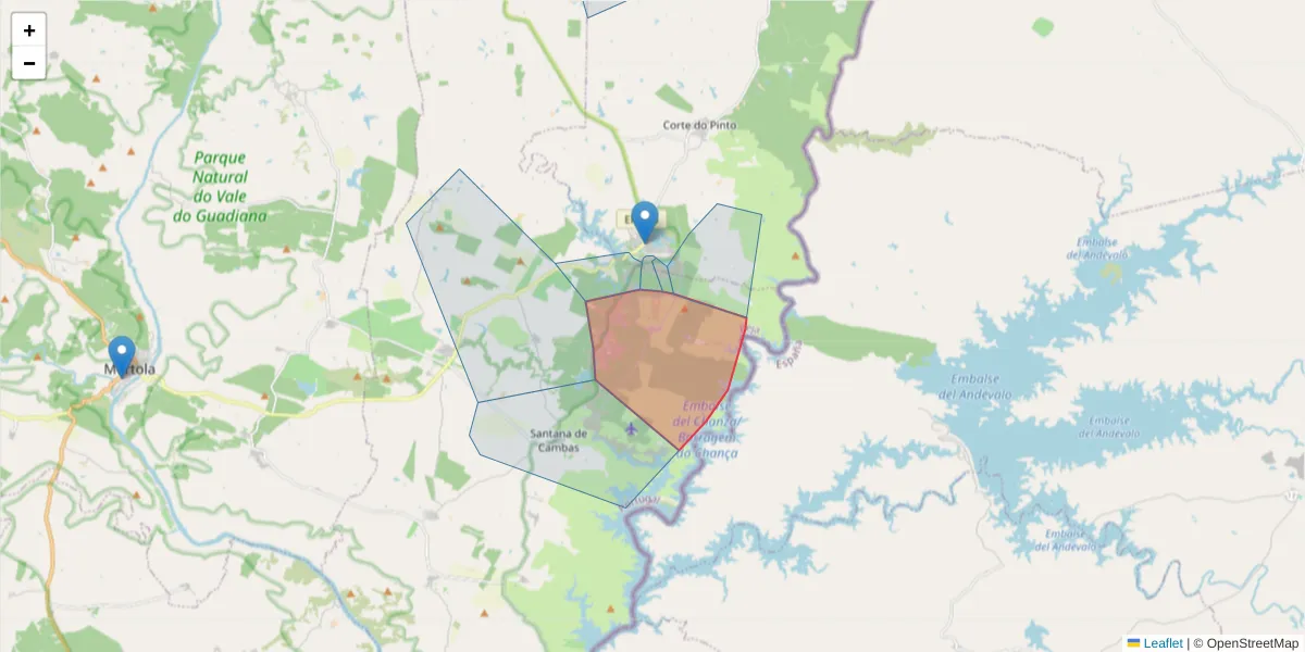 Mapa detalhado do código postal 7750-408 com limites, códigos postais vizinhos e agências dos correios