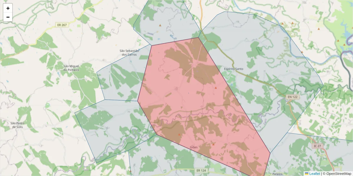 Mapa detalhado do código postal 7750-810 com limites, códigos postais vizinhos e agências dos correios
