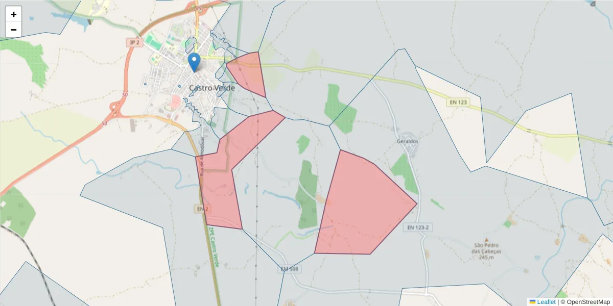Mapa detalhado do código postal 7780-088 com limites, códigos postais vizinhos e agências dos correios