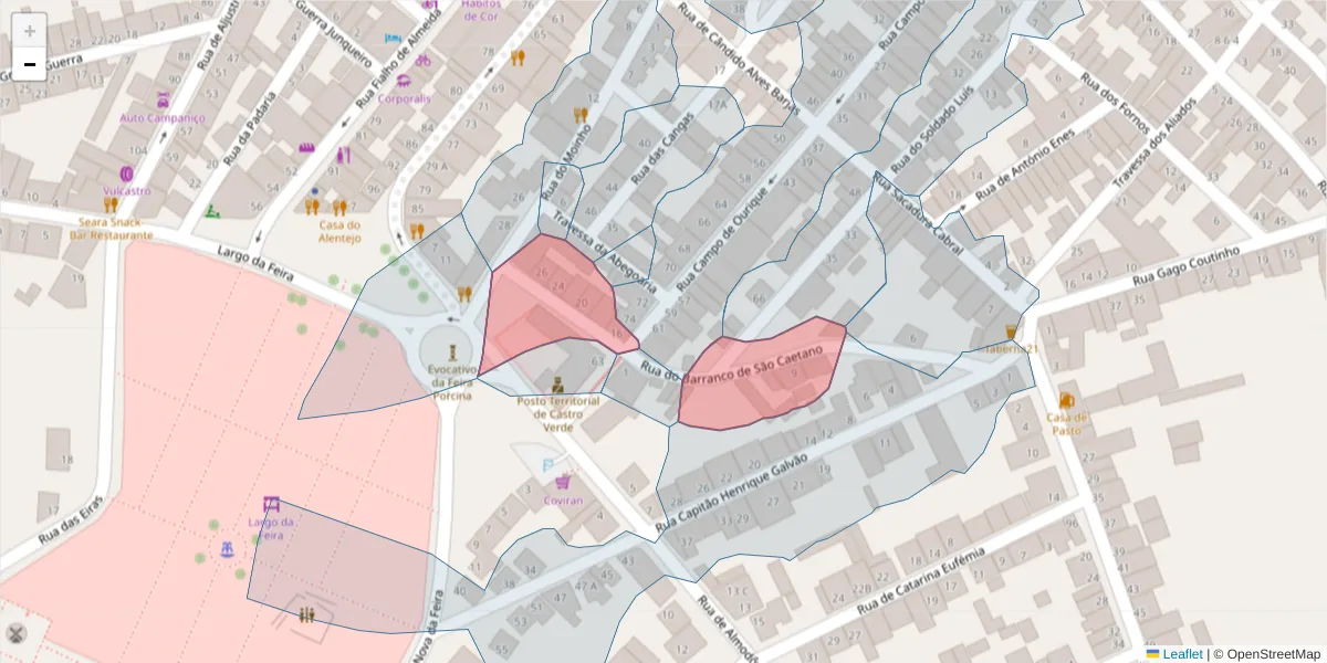 Mapa detalhado do código postal 7780-146 com limites, códigos postais vizinhos e agências dos correios