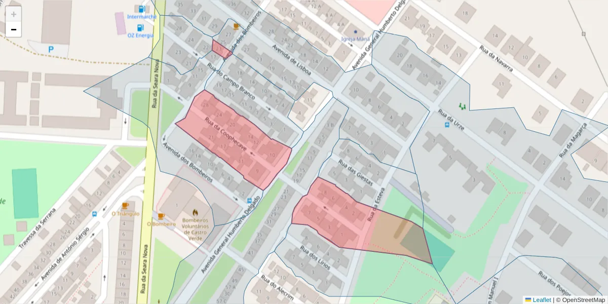 Mapa detalhado do código postal 7780-156 com limites, códigos postais vizinhos e agências dos correios