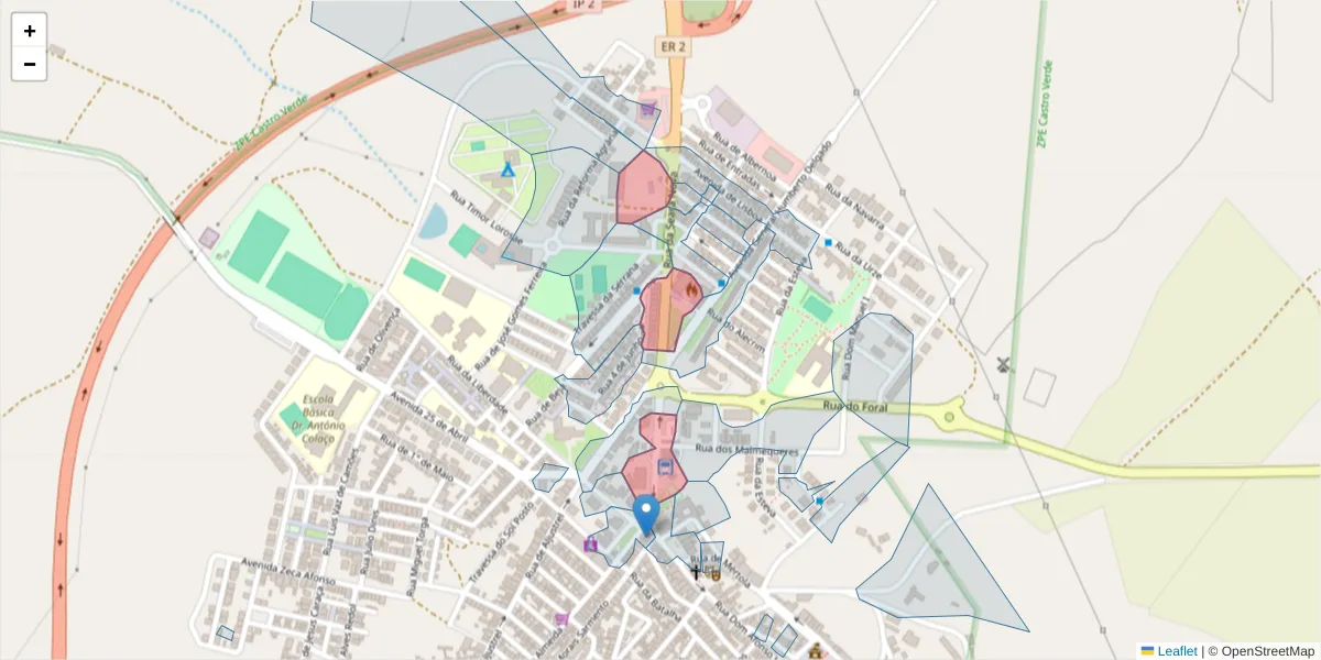 Mapa detalhado do código postal 7780-163 com limites, códigos postais vizinhos e agências dos correios