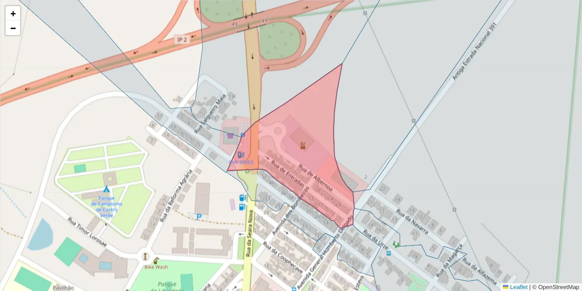 Mapa detalhado do código postal 7780-167 com limites, códigos postais vizinhos e agências dos correios