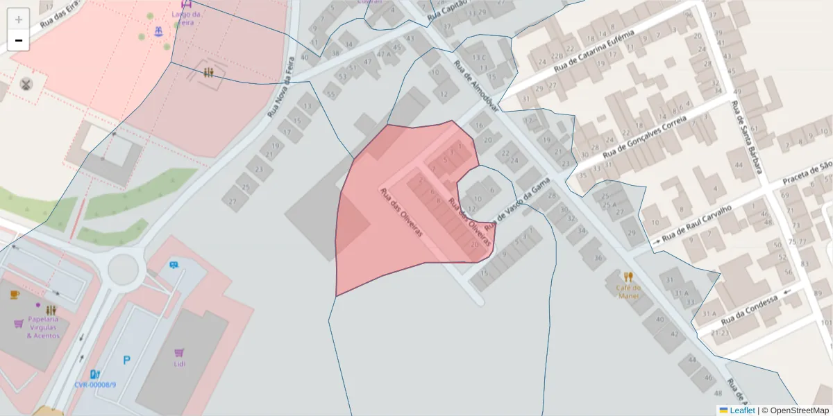 Mapa detalhado do código postal 7780-169 com limites, códigos postais vizinhos e agências dos correios