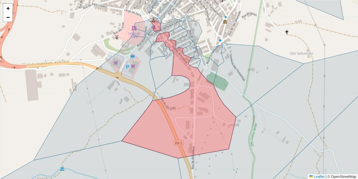 Mapa detalhado do código postal 7780-171 com limites, códigos postais vizinhos e agências dos correios