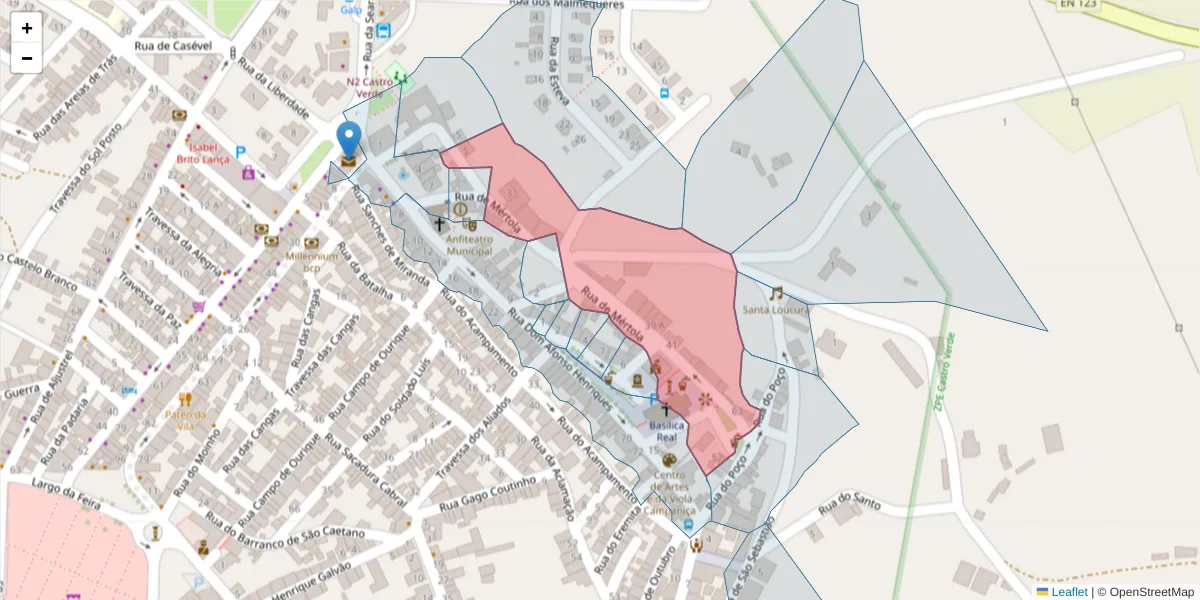 Mapa detalhado do código postal 7780-173 com limites, códigos postais vizinhos e agências dos correios