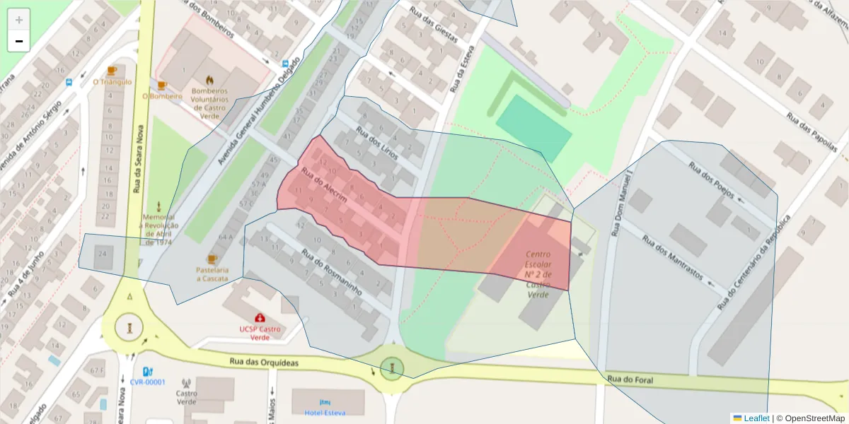 Mapa detalhado do código postal 7780-177 com limites, códigos postais vizinhos e agências dos correios