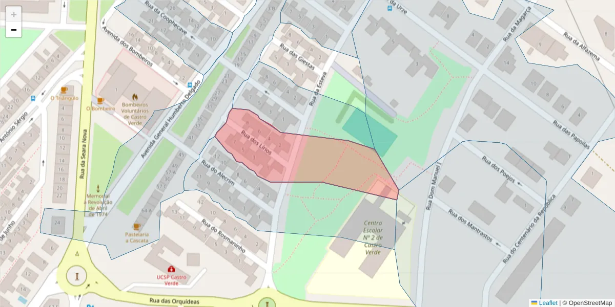 Mapa detalhado do código postal 7780-185 com limites, códigos postais vizinhos e agências dos correios
