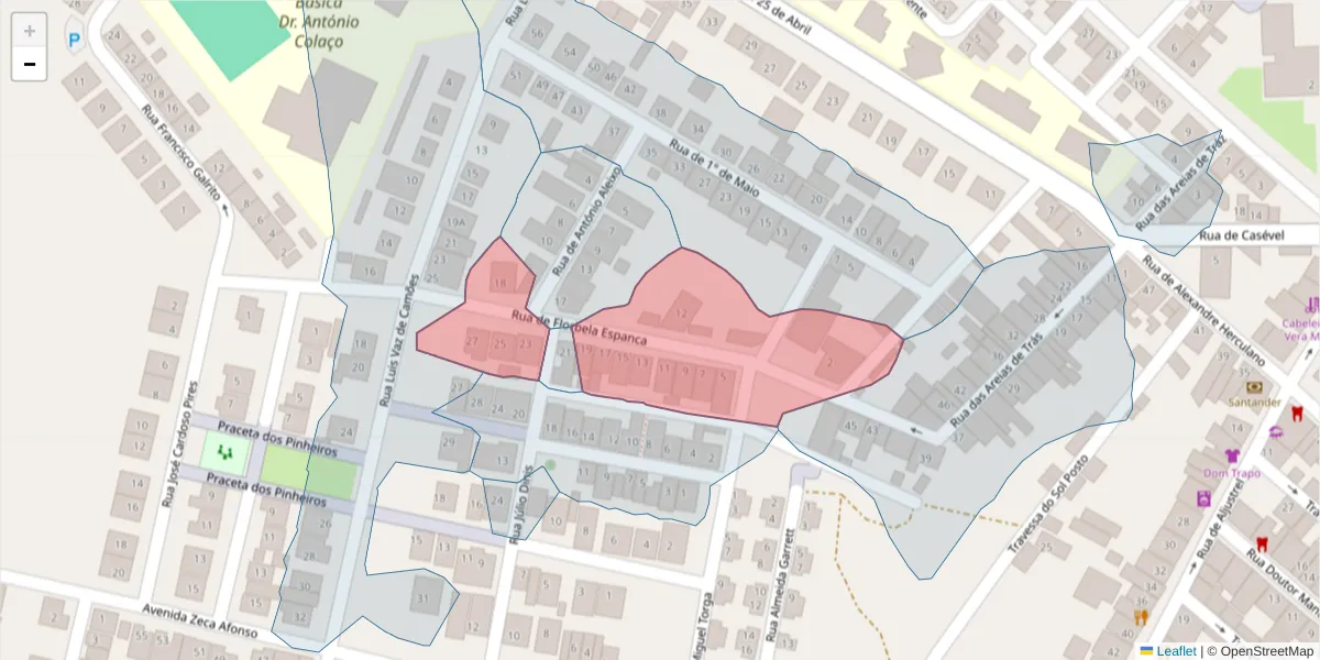 Mapa detalhado do código postal 7780-191 com limites, códigos postais vizinhos e agências dos correios