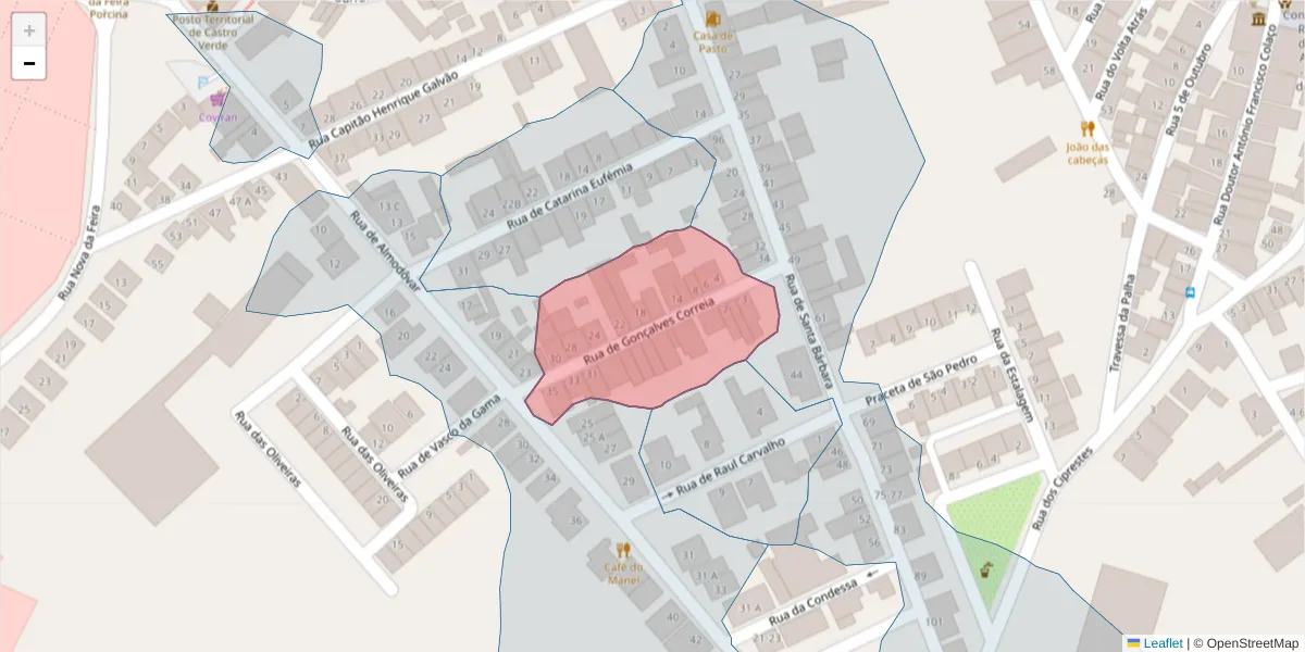 Mapa detalhado do código postal 7780-193 com limites, códigos postais vizinhos e agências dos correios