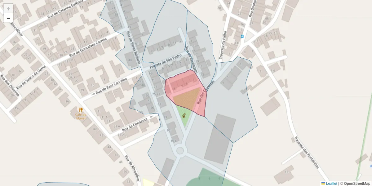 Mapa detalhado do código postal 7780-194 com limites, códigos postais vizinhos e agências dos correios
