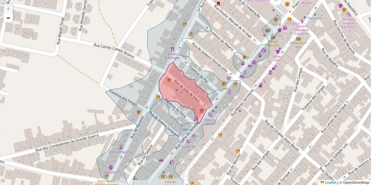 Mapa detalhado do código postal 7780-195 com limites, códigos postais vizinhos e agências dos correios