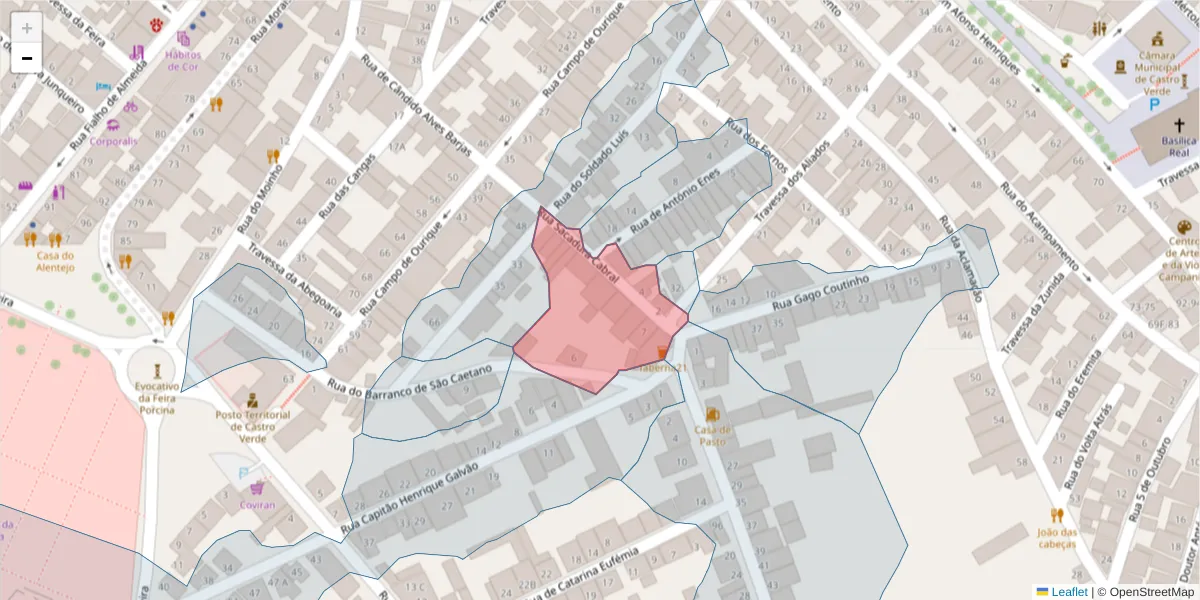 Mapa detalhado do código postal 7780-203 com limites, códigos postais vizinhos e agências dos correios