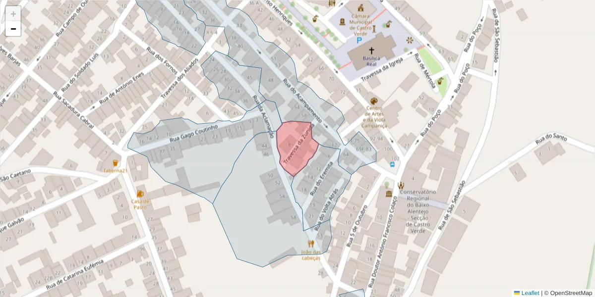Mapa detalhado do código postal 7780-208 com limites, códigos postais vizinhos e agências dos correios