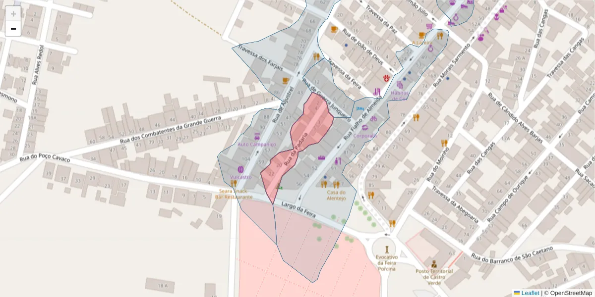 Mapa detalhado do código postal 7780-211 com limites, códigos postais vizinhos e agências dos correios
