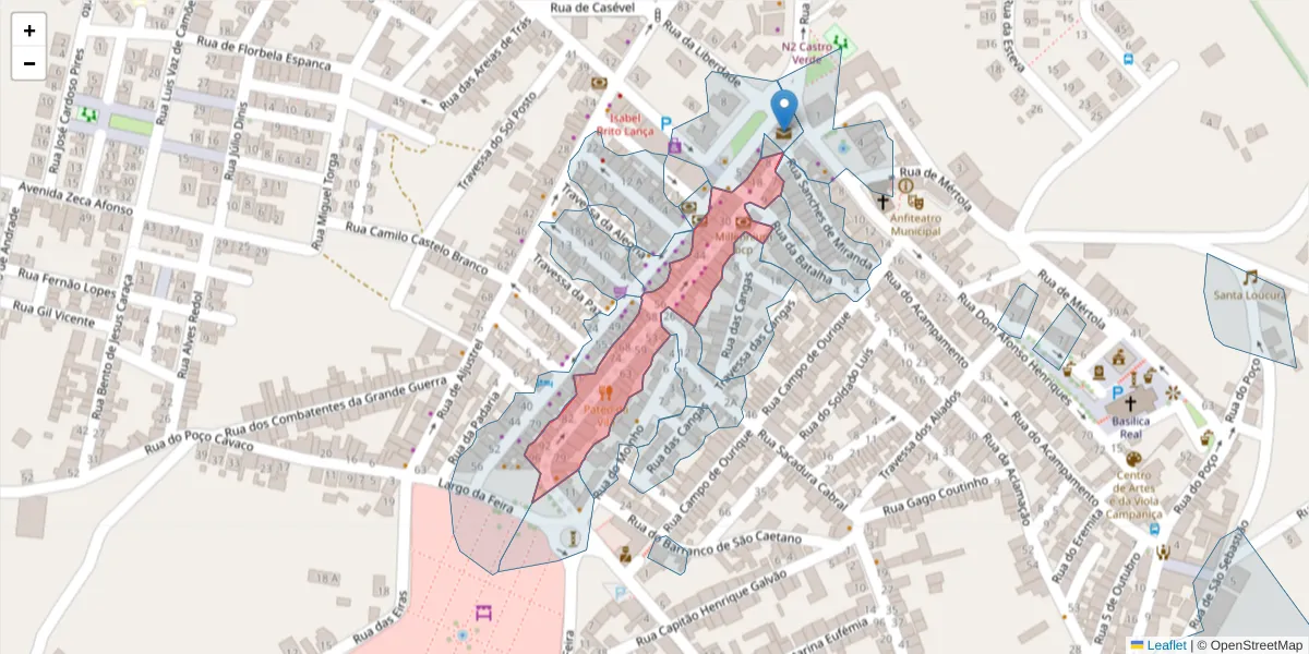 Mapa detalhado do código postal 7780-216 com limites, códigos postais vizinhos e agências dos correios