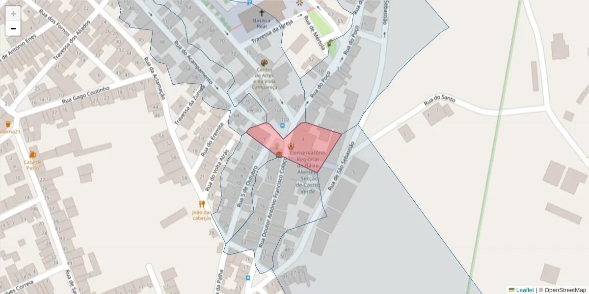Mapa detalhado do código postal 7780-218 com limites, códigos postais vizinhos e agências dos correios