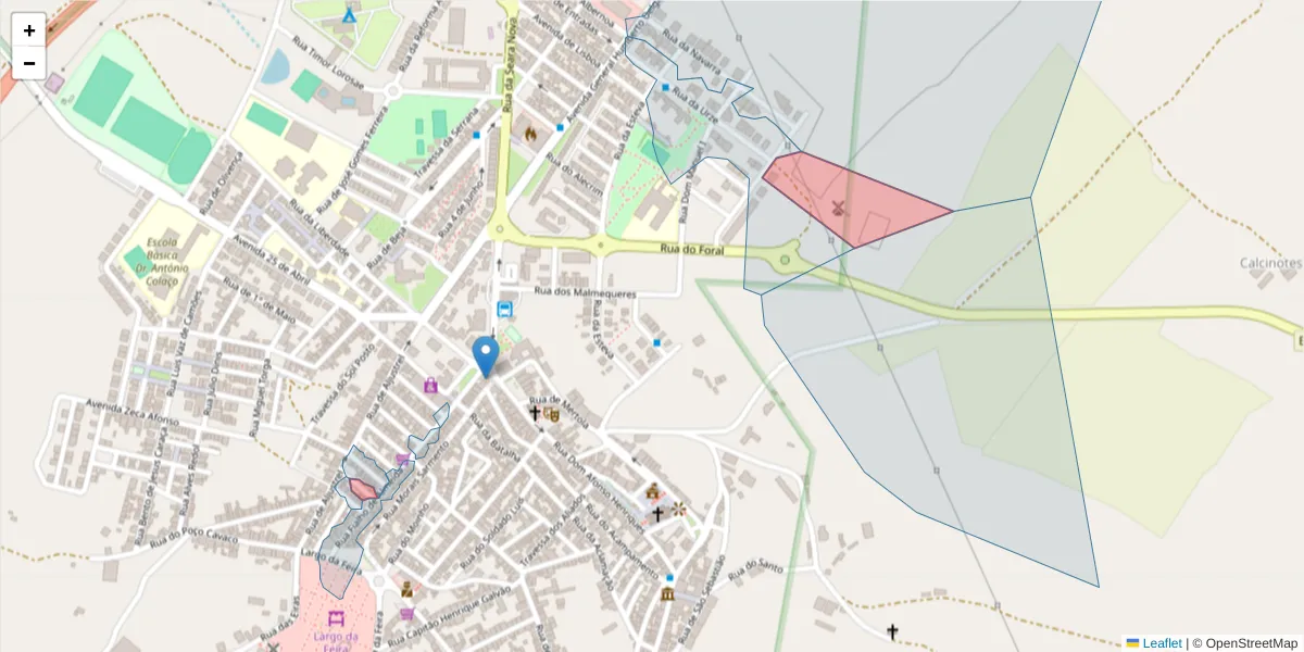 Mapa detalhado do código postal 7780-264 com limites, códigos postais vizinhos e agências dos correios