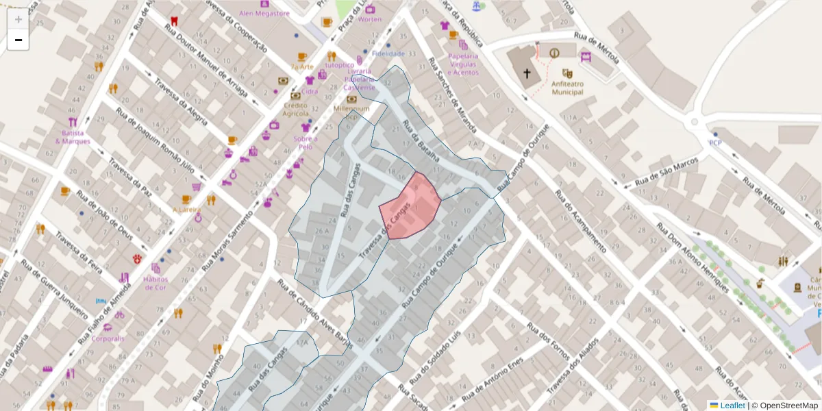Mapa detalhado do código postal 7780-266 com limites, códigos postais vizinhos e agências dos correios
